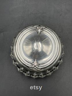 Elegant Crystal Vanity Jar Dresser Dish with Sterling Silver Lid, William B. Kerr and Co., Newark, NJ, Circa 1900