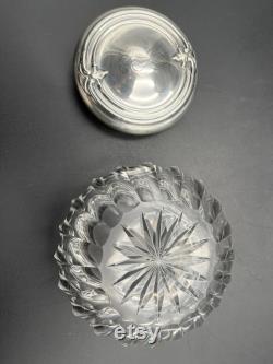 Elegant Crystal Vanity Jar Dresser Dish with Sterling Silver Lid, William B. Kerr and Co., Newark, NJ, Circa 1900