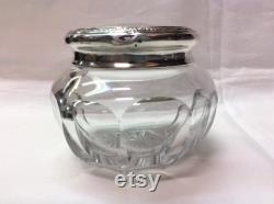 Elegant Cut Crystal Vanity Jar with Sterling Silver Lid inscribed R , C. 1909 J. Wagner and Son, New York, N.Y, USA