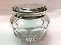 Elegant Cut Crystal Vanity Jar with Sterling Silver Lid inscribed R , C. 1909 J. Wagner and Son, New York, N.Y, USA