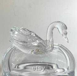 Elegant Vintage Powder or Trinket Box with a Glass Swan