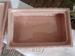 Elizabeth Arden Dresser Box Rose Orient , White Feather on Dusty Rose Pink Porcelain Box Mid Century Crownford China Dresser Box, Vanity