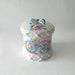 Elizabeth Arden Porcelain Floral Jar with Lid Palais De Versailles Vanity Jars, Pink Blue Floral Vanity Storage Jar
