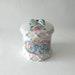 Elizabeth Arden Porcelain Floral Jar with Lid Palais De Versailles Vanity Jars, Pink Blue Floral Vanity Storage Jar