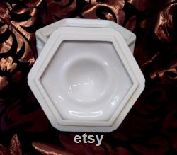 Elizabeth Arden vintage oriental bamboo porcelain powder jar, dressing table jar, stash box