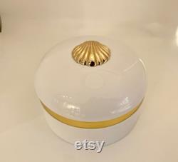 Empty- Vintage Estee Lauder White Linen Dusting Powder Empty Container, Gold Shell Box Container-