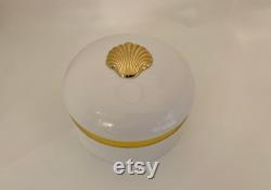 Empty- Vintage Estee Lauder White Linen Dusting Powder Empty Container, Gold Shell Box Container-