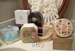 Entire Collection of Vintage Dusting and Bath Powders Celebrity, Early American Old Spice, Tuvache Tuvara, Romney Sweet Pea