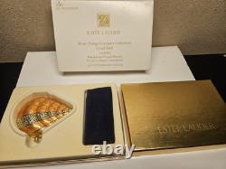 Estee Lauder Coral Shell Powder Compact withAustrian Crystals in Orig Gift Boxes
