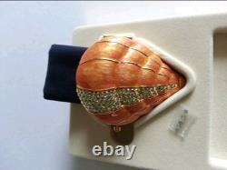 Estee Lauder Coral Shell Powder Compact withAustrian Crystals in Orig Gift Boxes