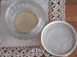 Estee Lauder Frosted Glass Powder Jar with Gold Colour Repousse Style Lid Re-Nutriv Empty Jar