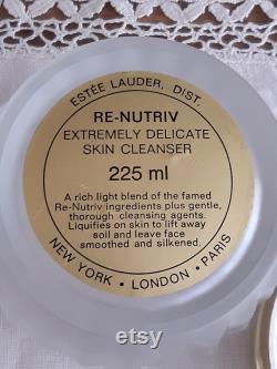 Estee Lauder Frosted Glass Powder Jar with Gold Colour Repousse Style Lid Re-Nutriv Empty Jar