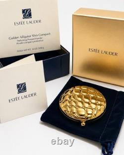 Estee Lauder Golden Alligator Slim Compact Pressed Powder New In Box Mint