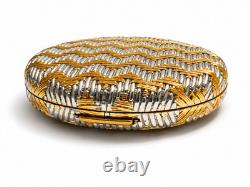 Estee Lauder Golden Weave Powder Compact Mint Original Blue Velvet Box