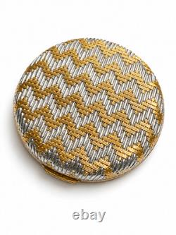 Estee Lauder Golden Weave Powder Compact Mint Original Blue Velvet Box