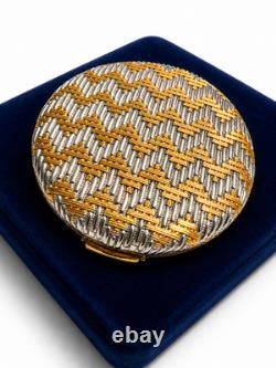 Estee Lauder Golden Weave Powder Compact Mint Original Blue Velvet Box