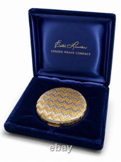 Estee Lauder Golden Weave Powder Compact Mint Original Blue Velvet Box
