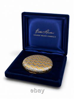Estee Lauder Golden Weave Powder Compact Mint Original Blue Velvet Box