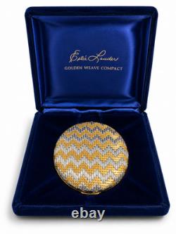 Estee Lauder Golden Weave Powder Compact Mint Original Blue Velvet Box