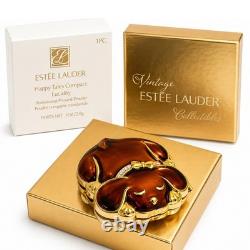 Estee Lauder Happy Tales Puppy Lucidity Powder Compact Enamel Crystal MIB Mint
