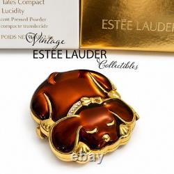 Estee Lauder Happy Tales Puppy Lucidity Powder Compact Enamel Crystal MIB Mint