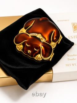 Estee Lauder Happy Tales Puppy Lucidity Powder Compact Enamel Crystal MIB Mint