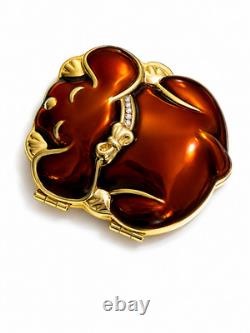 Estee Lauder Happy Tales Puppy Lucidity Powder Compact Enamel Crystal MIB Mint