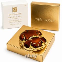 Estee Lauder Happy Tales Puppy Lucidity Powder Compact Enamel Crystal MIB Mint