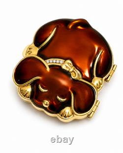 Estee Lauder Happy Tales Puppy Lucidity Powder Compact Enamel Crystal MIB Mint