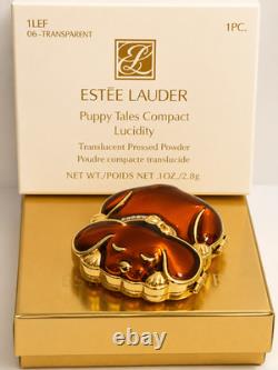 Estee Lauder Happy Tales Puppy Lucidity Powder Compact Enamel Crystal MIB Mint