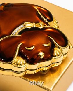 Estee Lauder Happy Tales Puppy Lucidity Powder Compact Enamel Crystal MIB Mint