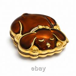 Estee Lauder Happy Tales Puppy Lucidity Powder Compact Enamel Crystal MIB Mint