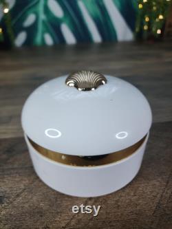Estee Lauder White Linen Powder Box (BOX ONLY), White and Gold Sea Shell Design Powder Box, Vintage Estee Lauder Perfumed Body Powder Box