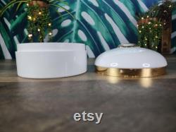 Estee Lauder White Linen Powder Box (BOX ONLY), White and Gold Sea Shell Design Powder Box, Vintage Estee Lauder Perfumed Body Powder Box