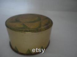 Extremely Rare Vintage Face Powder by Houbigant Au Matin Blanche 1930's Fully Sealed Container Art Deco Geometric Design Gold and Green