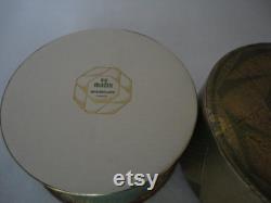 Extremely Rare Vintage Face Powder by Houbigant Au Matin Blanche 1930's Fully Sealed Container Art Deco Geometric Design Gold and Green