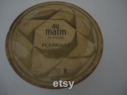 Extremely Rare Vintage Face Powder by Houbigant Au Matin Blanche 1930's Fully Sealed Container Art Deco Geometric Design Gold and Green