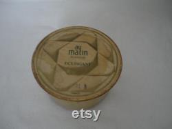 Extremely Rare Vintage Face Powder by Houbigant Au Matin Blanche 1930's Fully Sealed Container Art Deco Geometric Design Gold and Green