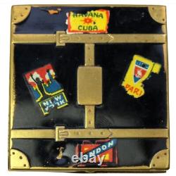 Extremely rare antique novelty suitcase enamel Compact Powder Box C. Early 20thC