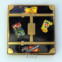 Extremely rare antique novelty suitcase enamel Compact Powder Box C. Early 20thC