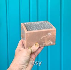 FREE SHIPPING-Vintage Merle Norman Marbled Pink Powder Box-3 Part Storage Vanity Box-Glam Decor-Bohemian-Stash Box-Gift Box-Nostalgia