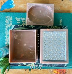 FREE SHIPPING-Vintage Merle Norman Marbled Pink Powder Box-3 Part Storage Vanity Box-Glam Decor-Bohemian-Stash Box-Gift Box-Nostalgia