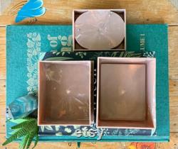 FREE SHIPPING-Vintage Merle Norman Marbled Pink Powder Box-3 Part Storage Vanity Box-Glam Decor-Bohemian-Stash Box-Gift Box-Nostalgia