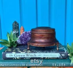 FREE SHIPPING-Vintage Unique Copper Footed Powder Box-Vanity Decor and Storage-Victorian-Wicca-Spiritual Altar Decor-Bohemian-Eclectic Decor