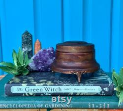 FREE SHIPPING-Vintage Unique Copper Footed Powder Box-Vanity Decor and Storage-Victorian-Wicca-Spiritual Altar Decor-Bohemian-Eclectic Decor