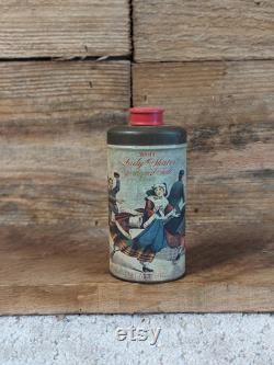 FREE SHIPPING Vtg Avon Currier and Ives Lady Skater Talc Powder Container