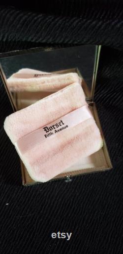 FREE SHIPPING Vtg Silver Metal Dorset 5th Avenue Floral Leaf Designs Mirror Powder Compact