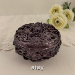 Fenton Limited Edition Purple Glass Powder Box, Trinket Box 9486PQ