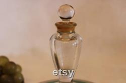 Fostoria Glass Powder or Cosmetic Jar with Scent Bottle Lid Green and Gold Accents