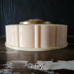 Fragonard Celluloid Powder Box Painted Porcelain Courting Couple Made in France